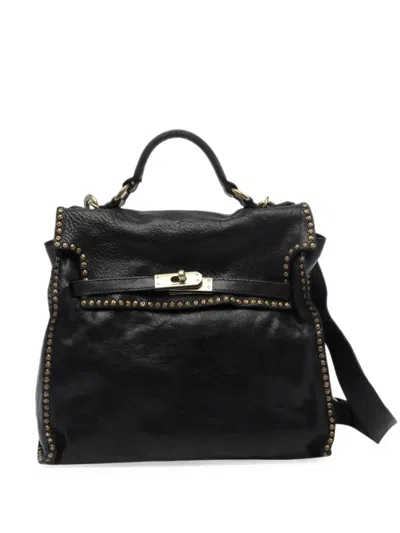 Campomaggi Studded Leather Shoulder Bag In Black