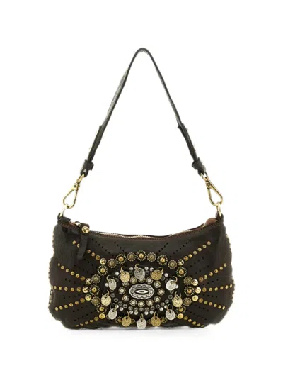Campomaggi Teresa Stud-embellished Leather Shoulder Bag In Green