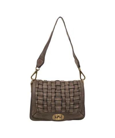 Campomaggi Vintage Woven Leather Shoulder Bag With Adjustable Strap In Brown