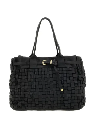 Campomaggi Woven Buckle Satchel In Black