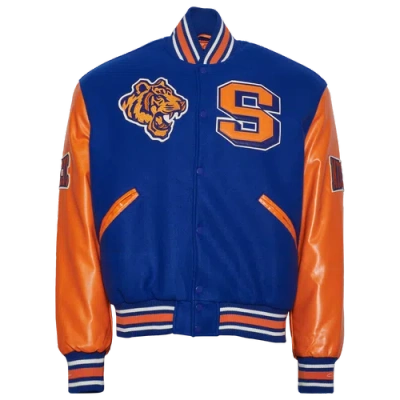 Campus Remix Mens  Savannah State University Varsity Jacket In Blue/orange