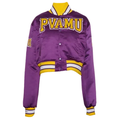 Campus Remix Womens  Praire View A&m University Satin Jacket In Purple/yellow