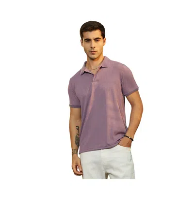 Campus Sutra Men's Beaver Brown Spirit Weave Polo T-shirt In Pink