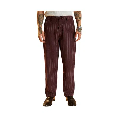 Campus Sutra Men's Chocolate Brown Pinstriped Chino Trousers