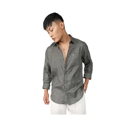 Campus Sutra Men's Olive Green Embroidered One-lined Shirt