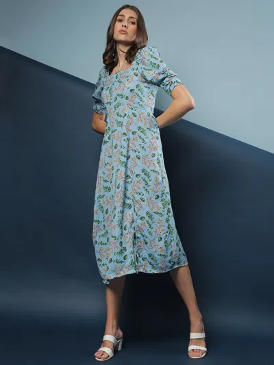 Campus Sutra Women Floral Design Stylish Casual Dresses In Green