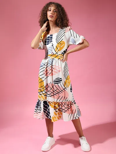Campus Sutra Women Stylish Graphic Design Casual Dresses In Multi