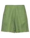 Can Pep Rey Woman Shorts & Bermuda Shorts Green Size S Cupro, Linen, Organic Cotton In Green