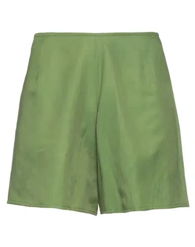 Can Pep Rey Woman Shorts & Bermuda Shorts Green Size S Cupro, Linen, Organic Cotton