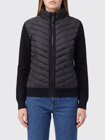 Canada Goose Short Quilted Wool Puffer Jacket With High Neck And Zip In Black