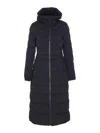 Canada Goose Black Clair Long Coat Frontal Zip Closure In Blue