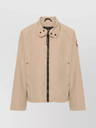 Canada Goose Adjustable High Collar Jacket With Reflective Stripe In Neutral
