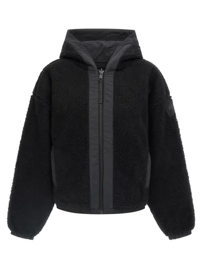 Canada Goose Alberini Reversible High Pile Fleece Bomber Jacket In Black