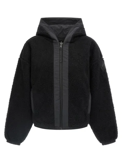 Canada Goose Alberini Reversible High Pile Fleece Bomber Jacket In Black