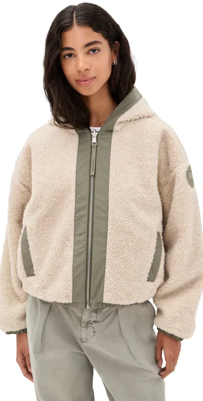 Canada Goose Women Beige Fleece Alberni Reversible Bomber Jacket In Gray