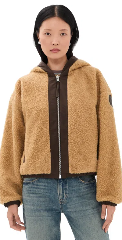 Canada Goose Reversible Fleece Bomber Jacket With Hood And Water-repellent Ripstop In Orange