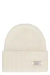 Canada Goose Ribbed Beanie In White