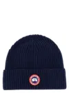 Canada Goose Mens Navy Heather Ribed Toque Wool Beanie Hat In Blue