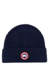 Canada Goose Mens Navy Heather Ribed Toque Wool Beanie Hat In Blue