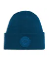 Canada Goose Arctic Disc Merino Wool Logo Patch Ribbed Toque In Blue