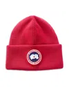 Canada Goose Arctic Logo Patch Wool Beanie In Red