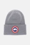Canada Goose Knitted Wool Beanie Hat With Fold-over Cuff In Gray