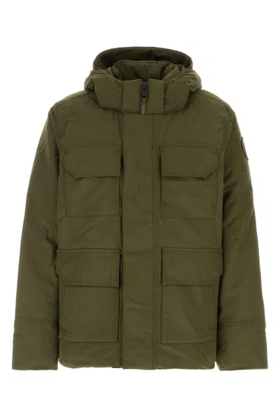 CANADA GOOSE CANADA GOOSE ARMY GREEN COTTON BLEND MAITLAND DOWN JACKET