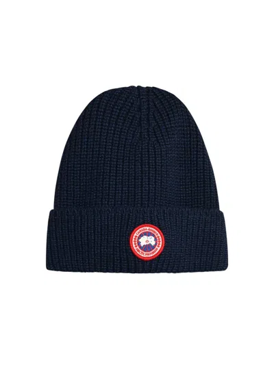 Canada Goose Artic Disc Blue Wool Beanie In Navy