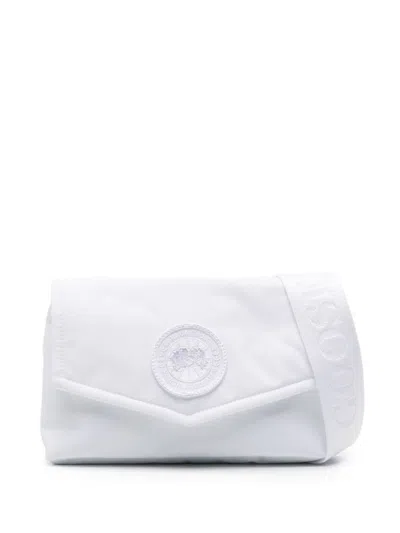 Canada Goose White Nylon Fanny Pack With Logo Patch In 白色的