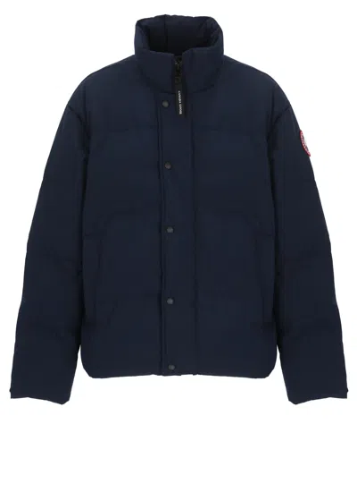 Canada Goose Stylish Down Jacket High Collar In Blue