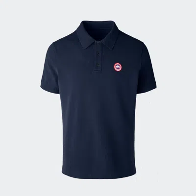 Canada Goose Men Beckley Polo Shirt In Structured Cotton In Blue