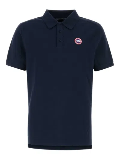 Canada Goose Men Beckley Polo Shirt In Structured Cotton In Blue