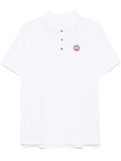 Canada Goose Polo In Piquet Bianco Uomo In White