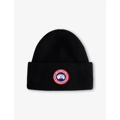 Canada Goose Kids' Black - Noir Arctic Toque Logo-patch Wool Beanie Hat