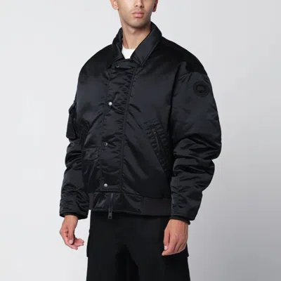 Canada Goose Aviator Bomber Jacket With Ribbed Cuffs And Pockets In Black