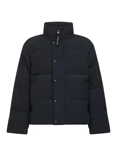 Canada Goose High-collar Logo-patch Jacket In Blue
