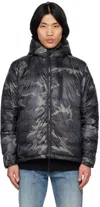 Canada Goose Black Lodge Down Jacket In Blk Classiccamo/blac