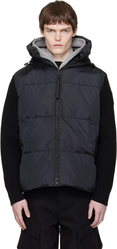 Canada Goose Black Hybridge Grove Knit Hoodie Down Jacket