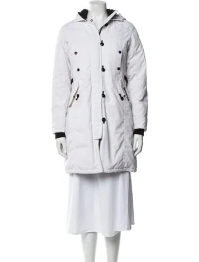 Pre-owned Canada Goose Black Kensington Parka Down Coat In White