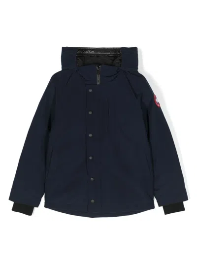 Canada Goose Kids' Black Logan Hooded Parka Jacket In Blue