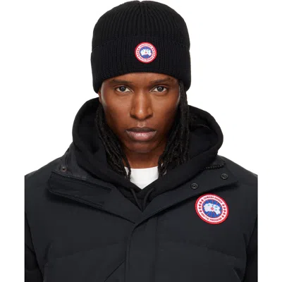 Canada Goose Black Rib Beanie In 9061 Black - Noir