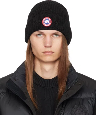 Canada Goose Black Rib Beanie In Black - Noir