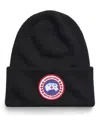 Canada Goose Black Ribbed Knit Toque With Folded Cuff In Black