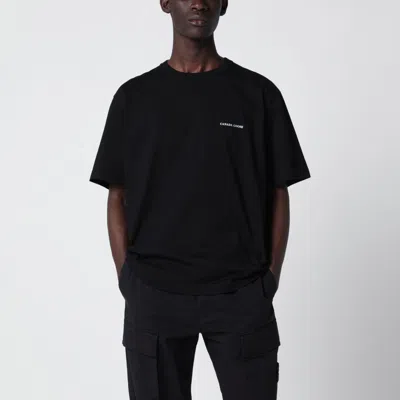 Canada Goose Black T-shirt With Logo Print Men In Burgundy