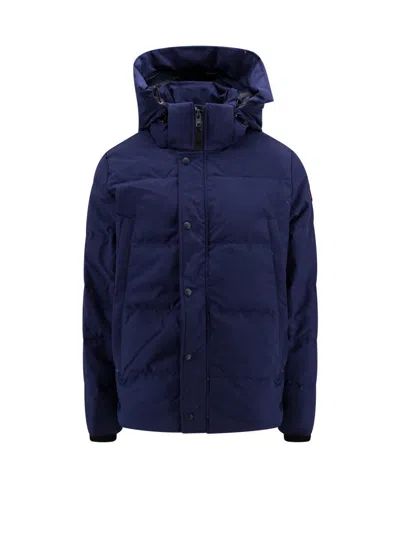 Canada Goose Zipped Hooded Down Jacket In Blue