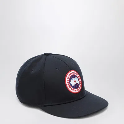 Canada Goose Blue Baseball Cap With Patch In Orange