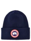 Canada Goose Logo-patch Knitted Beanie In Blue