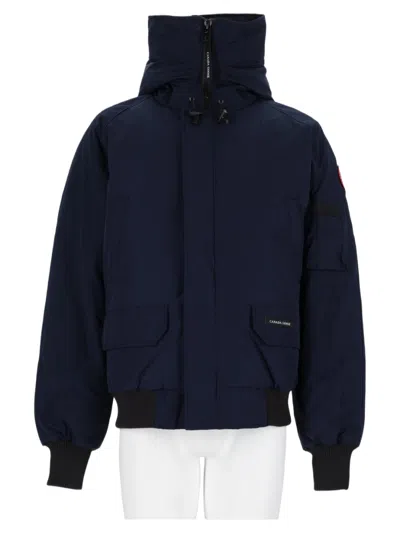 Canada Goose Blue High-collar Hooded Polyester-blend Jacket