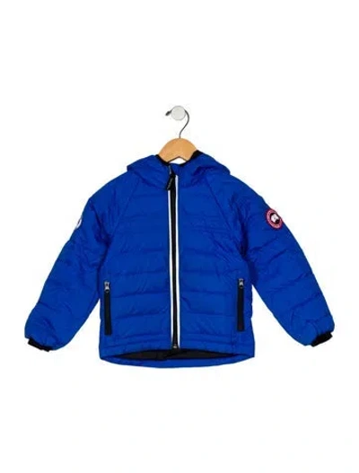Pre-owned Canada Goose Babies' Blue Puffer Jacket With Hood And Zip Closure