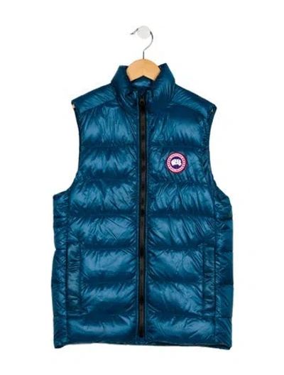 Pre-owned Canada Goose Kids' Blue Puffer Vest With Zip Closure